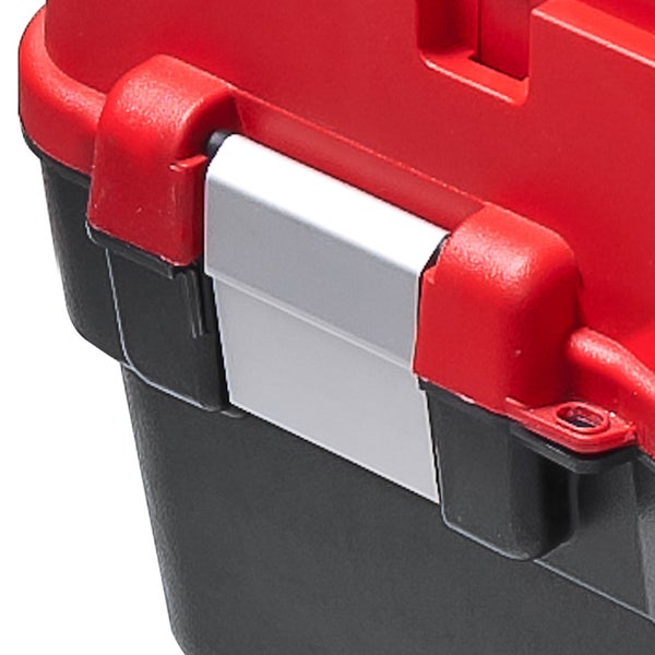 PROREGAL Werkzeugkoffer L | HxBxT 33x59,5x29cm | Polypylen | Schwarz/Rot