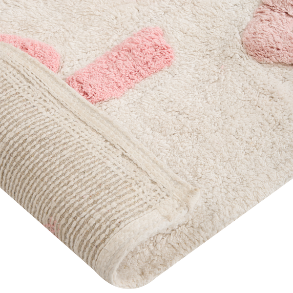 Flauschiger Badteppich mit Reliefmuster und umgeschlagener Ecke