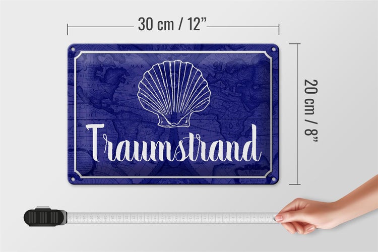 Blechschild Spruch 30x20cm Traumstrand Meer Urlaub