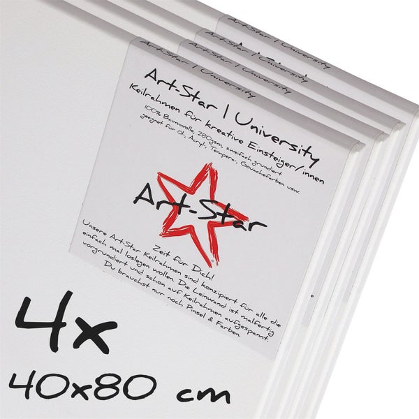 Leinwand  University 4er Set  80x40 cm (LxB) vorgrundiert, malfertig bespannt weiß