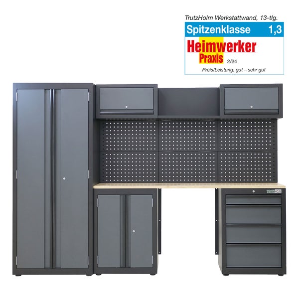 Werkstattwand 13-tlg. Modulares Werkstattschranksystem aus Stahl Werkstatteinrichtung in anthrazit