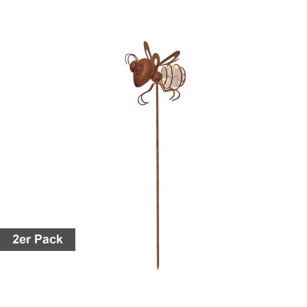 Zweierpack Gartenstecker mit Bienenmotiv und Beleuchtung