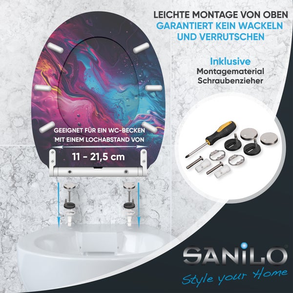 WC Sitz mit abstrakten Muster und Montageanleitung