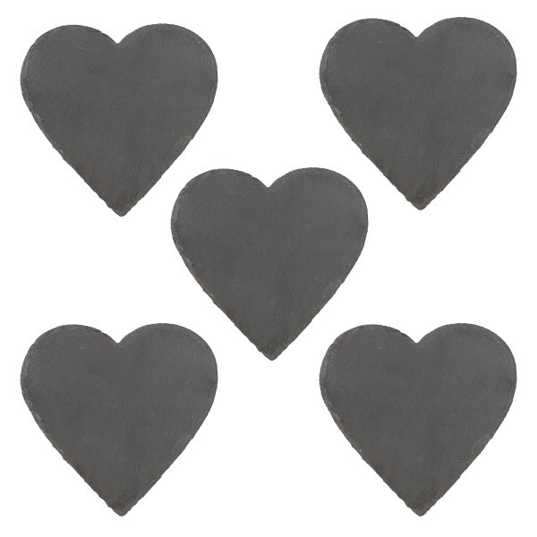 Fünf herzförmige Schieferplatten