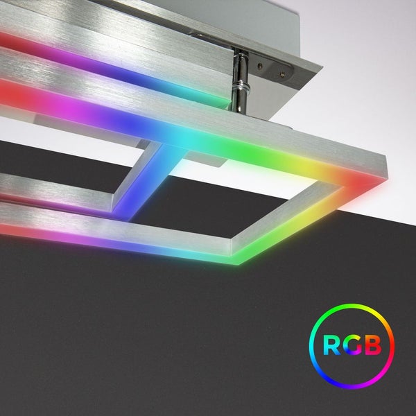 Deckenlampe 50x38 cm - 30W, 3300, LED, dimmbar, Fernbedienung, CCT, RGB, silberfarbig