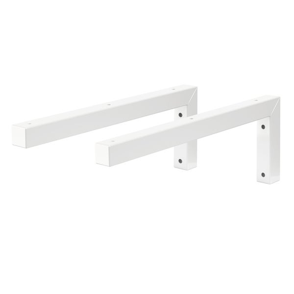 ML-Design 2er Set Wandkonsole Winkel L-Form für Waschtisch, 400x150 mm, Weiß, Stahl, Design Waschtischhalterung, Wandhalterung für Waschtischplatte Waschbecken, Konsolenträger Regalträger Regalhalter