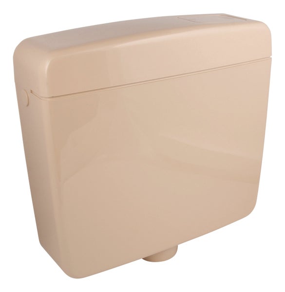 Calmwaters® Spülkasten Beige mit Spül-Stopp-Funktion, 6-9 Liter Spülmenge, Aufputzspülkasten WC schmal, flacher Spülkasten Elements, Aufputz-Montage, Start-Stopp-Taste, Beige-Bahamabeige, 29HB2716