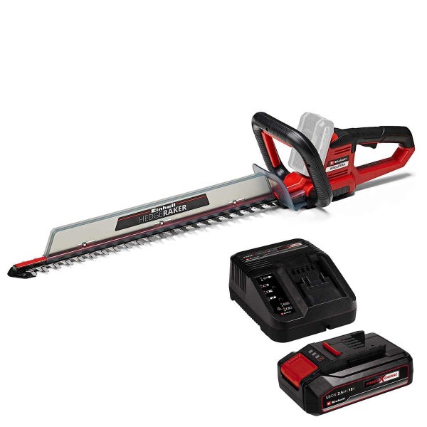 Einhell Akku-Heckenschere Arcurra Set mit Hedgeraker Aufsatz, 18 Volt Akku und Ladegerät