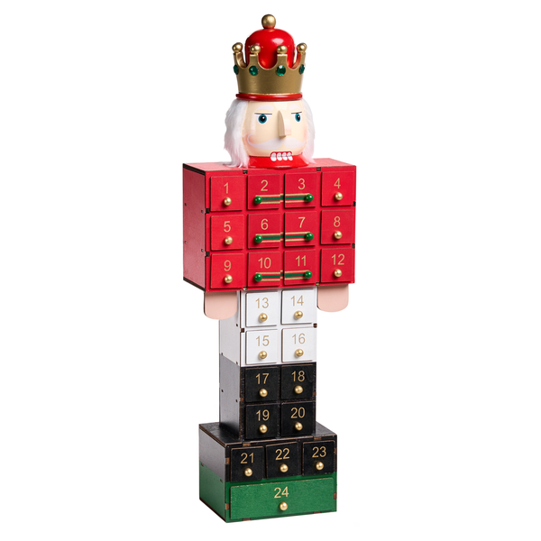 Nussknacker Adventskalender aus Holz mit 24 nummerierten Schubladen