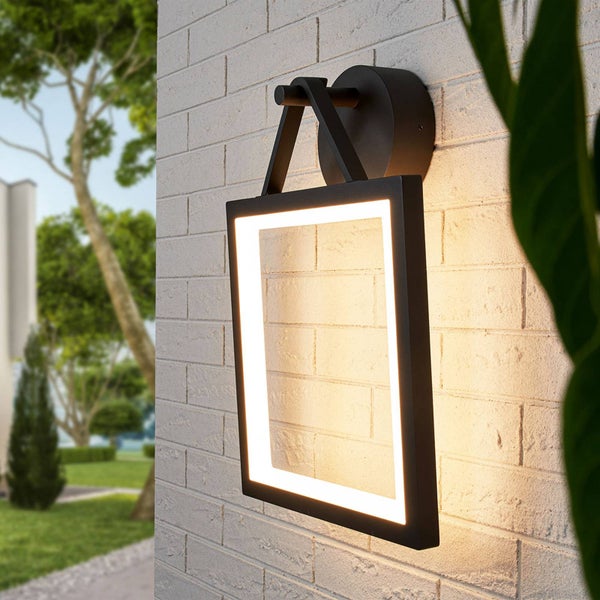 Lucande LED Wandleuchte außen Mirco (Modern) in Schwarz aus Aluminium (1 flammig, ) - Außenwandleuchten Wandlampe Led Außenlampe Outdoor für Außenwand/Hauswand Haus Terrasse &