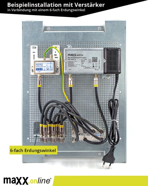 6-fach Erdungswinkel für Sat Multischalter, LNBs, Antennenverstärker, Potentialausgleich für Koaxialkabel, Erdungsblock, Erdungsschiene für Sat Erdung