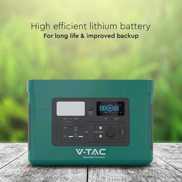 Tragbare V-TAC Powerstation mit Lithiumbatterie und verschiedenen Anschlüssen