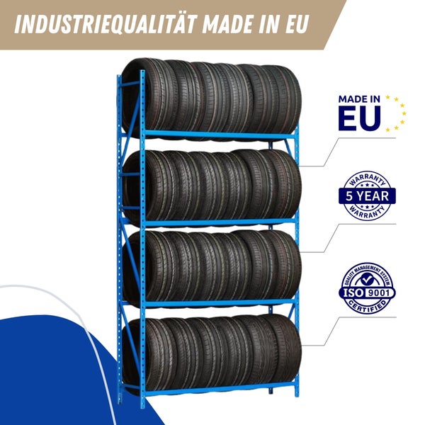 PROREGAL Reifenregal High Maximus HxBxT 240 x 125 x 50 cm 4 Ebenen 130 kg Fachlast Bis Zu 20 Reifen Lichtblau