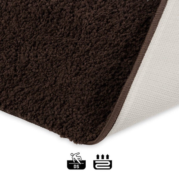 FLOORDIREKT Badematte Sky Soft - Reckteckig - Rutschhemmende Rückseite - Braun - 50 x 60 cm