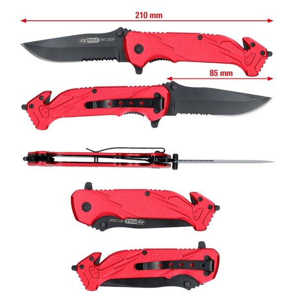 KS TOOLS Klappmesser mit Arretierung und Gurtschneider - 907.2220