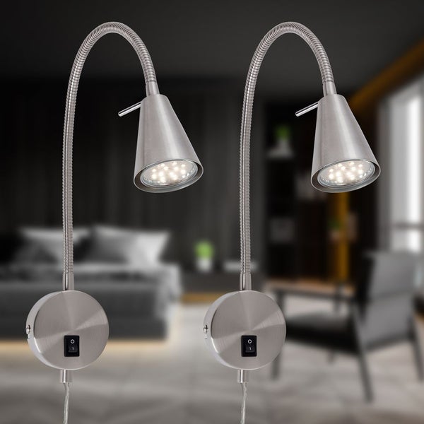 Zwei Wandleuchten mit LED-Leuchten und flexiblem Arm im Schlafzimmer