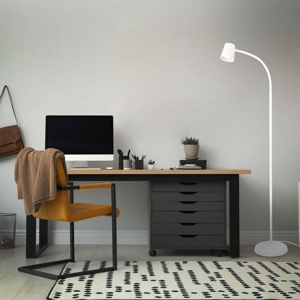 BRILONER Stehleuchte, mit Fußschalter, flexibler Lampenkopf, Stehlampe, 127,5 cm, 1x GU10, max. 9W, weiß