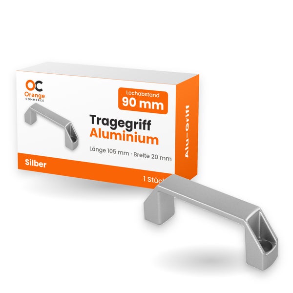 Tragegriff aus Aluminium, 105 Millimeter Länge, 90 Millimeter Lochabstand, in Verpackung von Orange Commerce