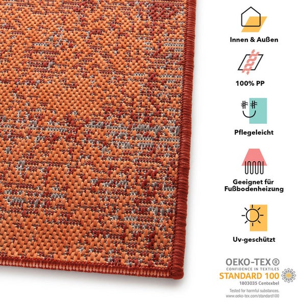 FLOORDIREKT Outdoorteppich - Wetterbeständiger Außenteppich - Cotton - Terra - 80 x 150 cm