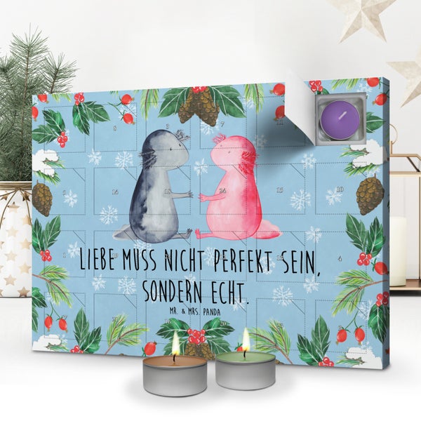 Mr. & Mrs. Panda Duftkerzen Adventskalender Axolotl Liebe - Blau Pastell