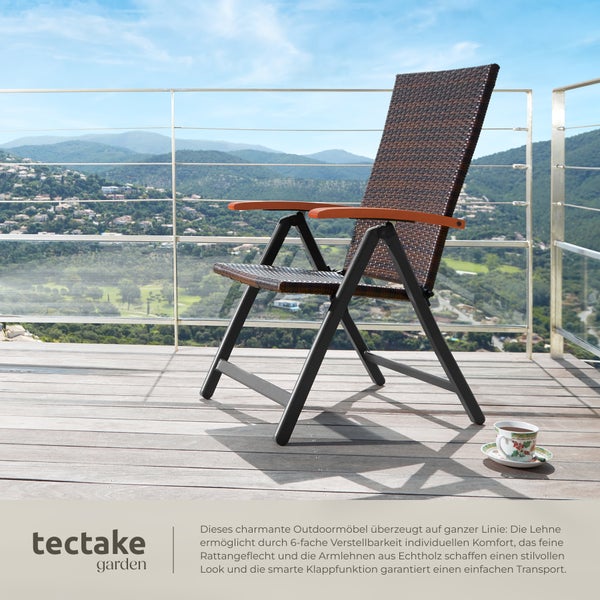 Rattanstuhl tectake Canberra 58 x 72 x 108 cm mit Aluminiumgestell braun