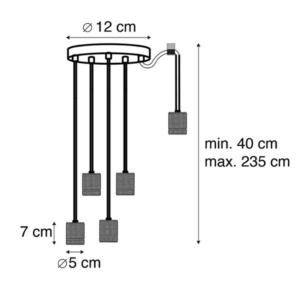 Design Hängelampe schwarz 5-flammig - Cavalux