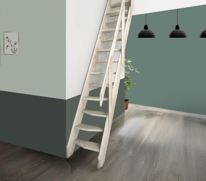 Platzsparende Müllertreppe MGS55 mit Handlauf | 55cm breit | Höhe 280 cm
