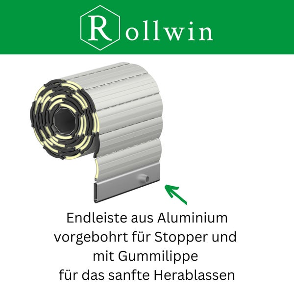 Rollwin ROLLADEN ALU MAXI 52 Hellgrau Fertigmaß 120 x 150 cm (BxH) Rolladenpanzer mit Rollladendämmung Rollladenpanzer Rollladenfenster Rollladentür Rollladen DEUTSCHE Produktion zum Einbauen