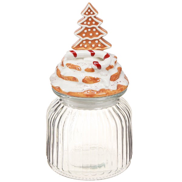 Glas Vorratsdose mit Lebkuchen-Weihnachtsbaum-Deckel