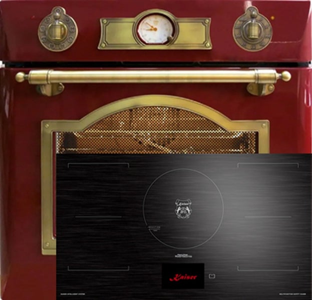 Einbau Backofen im Retro Design in Kombination mit einem Induktionskochfeld von Kaiser