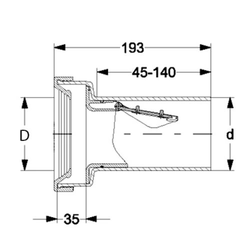 HAAS® Fremdeinspülstopp, verschweißbar, mit normgerechter Einschubtiefe von35 mm, DN 110, 3329