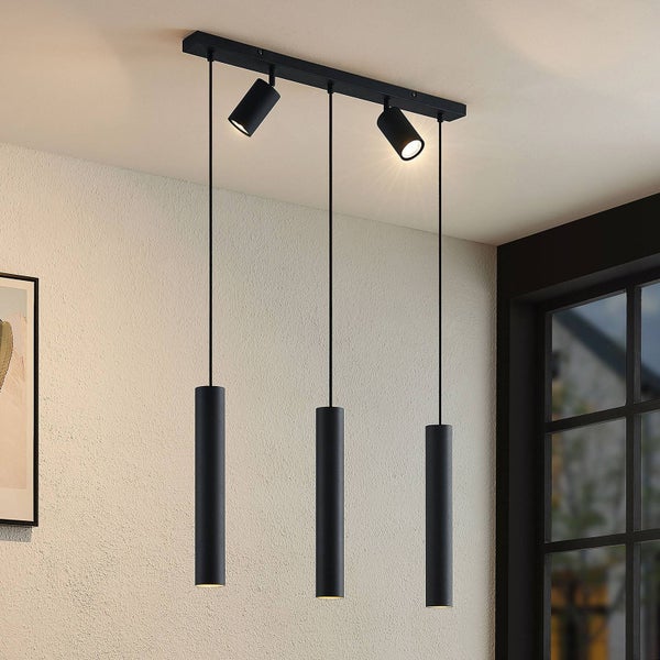 Lindby Pendelleuchte Sanad (Modern) in Schwarz aus Metall (5 flammig, GU10) - Deckenlampe Esstischlampe Hängelampe Hängeleuchte Wohnzimmerleuchte