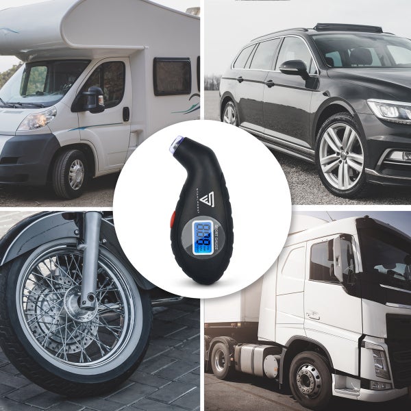 Digitaler Reifendruckprüfer für Wohnmobile, Autos, Motorräder und Lastkraftwagen mit digitaler Anzeige.