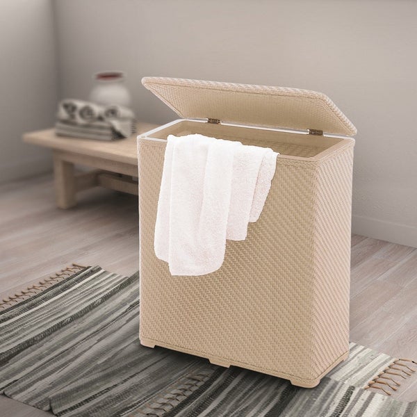 Platzsparender Wäschekorb in Beige 70l | Robinia