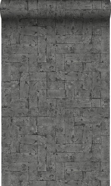 Origin Wallcoverings Tapete Backstein-Optik Schwarz - 53 cm x 10.05 m - 347571