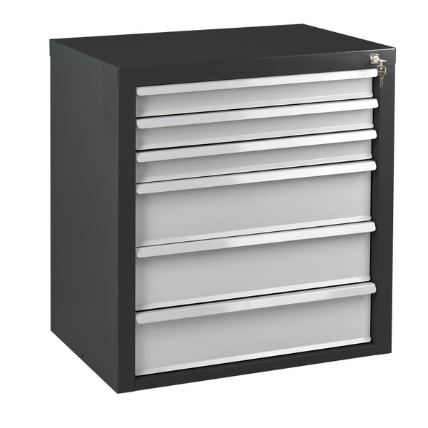 PROREGAL Schubladenschrank Kobra mit 6 Schubladen HxBxT 75 x 70 x 43,5 cm Anthrazitgrau Lichtgrau