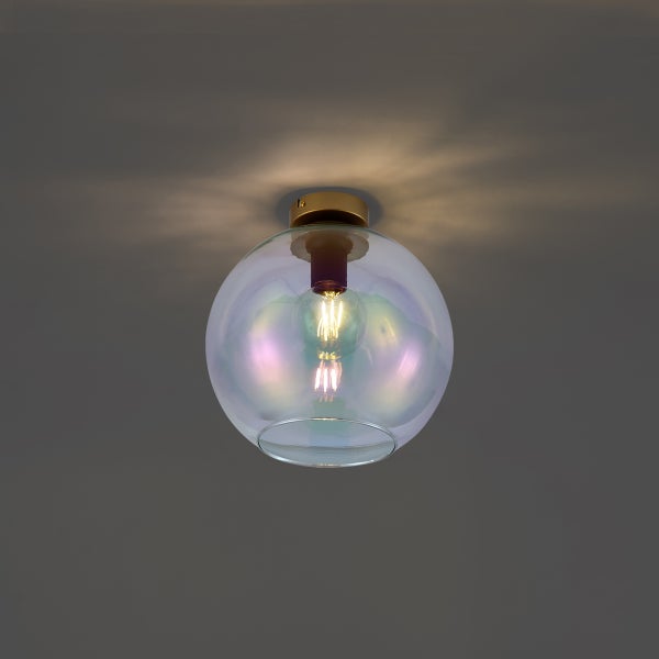 Deckenleuchte mit runder Glasschirm und Glühbirne