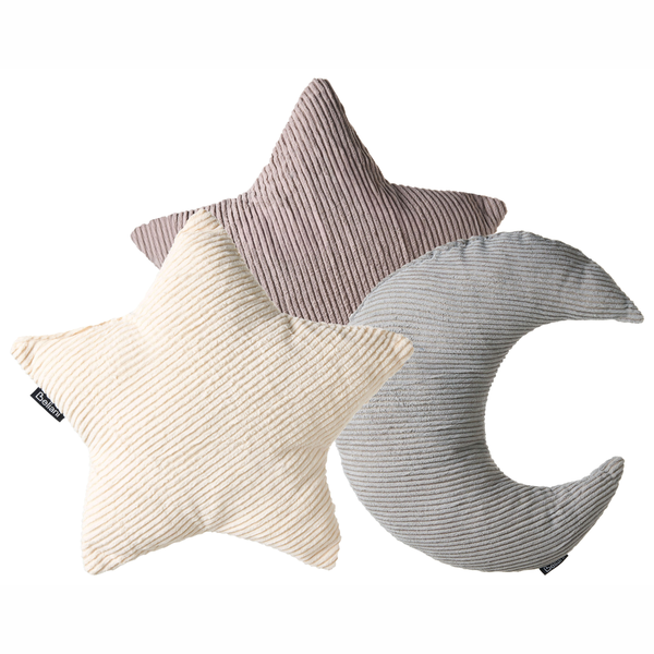 Dekorative Kissen in Stern- und Mondform aus Cord