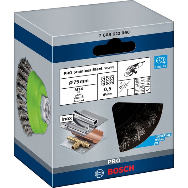 Bosch PRO Stainless Steel heavy Topfbürste 75 x 0,50 mm Gewinde - 2608622060