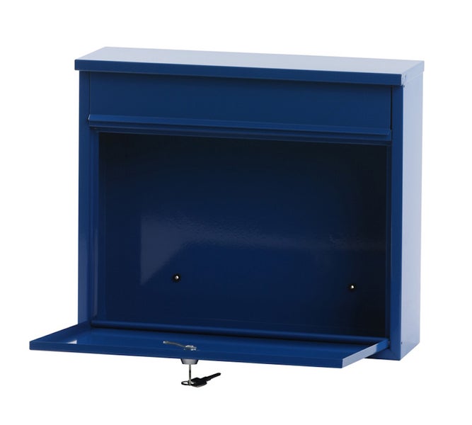 PROREGAL Wandbriefkasten Granadan Aus Stahl Mit Einwurfsklappe HxBxT 31,5 x 36 x 11 cm Einwurföffnung 32 x 4 cm Blau