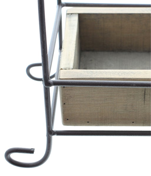 FRANK FLECHTWAREN | Dekoschale Ranken, HOLZ, METALL, 40 x 14 x 24 cm, Schale 38 x 13 x 6 cm
