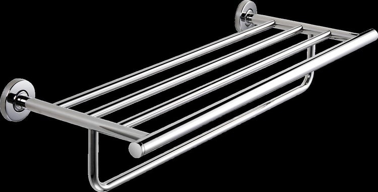 Wandmontierter Handtuchhalter mit Ablage aus verchromtem Metall für das Badezimmer
