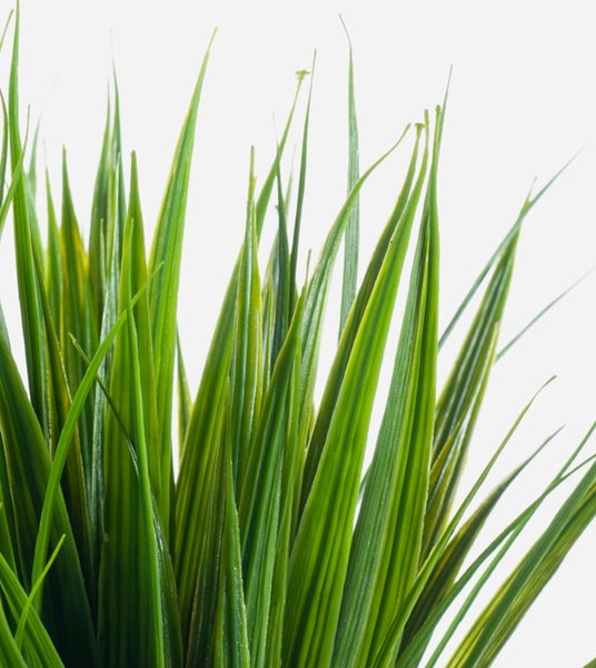 Künstlicher Pflanzenstängel mit langen grünen Blättern aus Kunststoff.