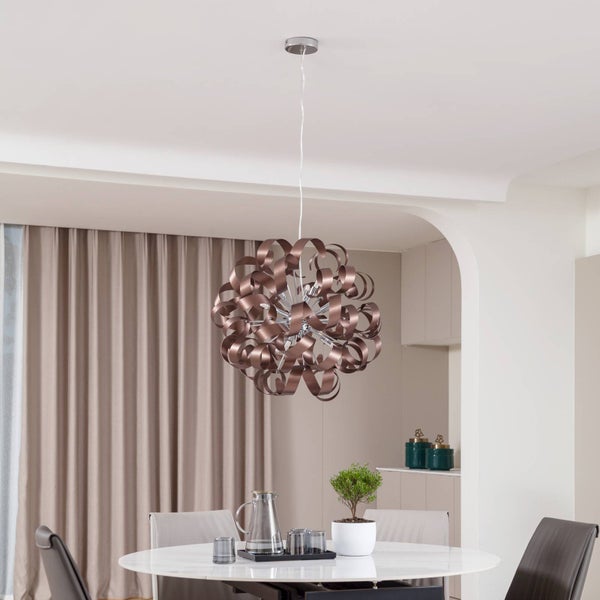 Lucande Pendelleuchte Kaelor (Design, Modern) in Kupfer aus Aluminium (12 flammig G9) - Deckenlampe Esstischlampe Hängelampe Hängeleuchte Wohnzimmerleuchte