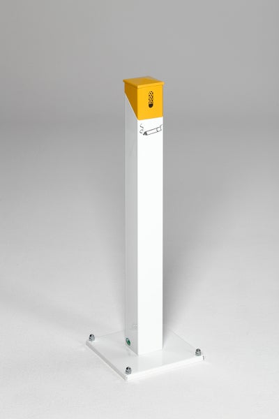 PROREGAL Eckiger Ascher Standsäule Mit Abnehmbarem Kopfteil 9,4 Liter HxBxT 100,5 x 30 x 30 cm Verzinkter Stahl Weiß