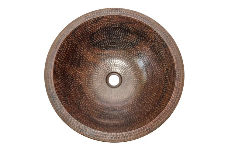 Rundes Waschbecken aus gehämmertem Kupfer