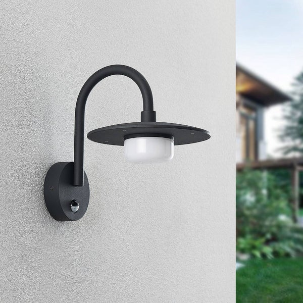 Lucande Wandleuchte außen Zamalino mit Bewegungsmelder (spritzwassergeschützt (Modern) in Schwarz aus Aluminium (1 flammig, GX53) - Wandlampe für Außenwand/Hauswand Haus Terrasse und Balkon