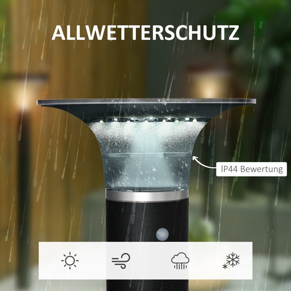 Outsunny Solarlampen für Außen, Gartenleuchte mit Solarpaneel, 2 Lichtmodi, Ø23,5 x 60 cm, Aluminium , Schwarz