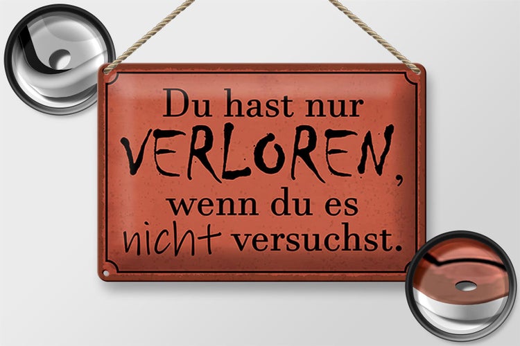 Blechschild Spruch 30x20cm Du hast nur verloren wenn du es