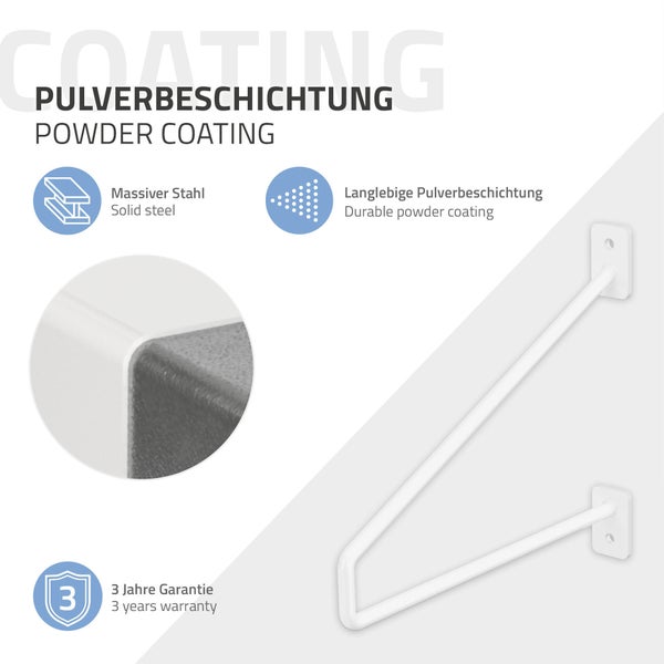 ML-Design 4 Stück Regalhalterung, 220 mm, Weiß, aus Stahl, Haarnadel Regalhalterungen, Schwebe Regalwinkel, Hairpin Wandhalterung, Regalträger für Wandmontage, Industrielle Wandregal, Wandkonsole
